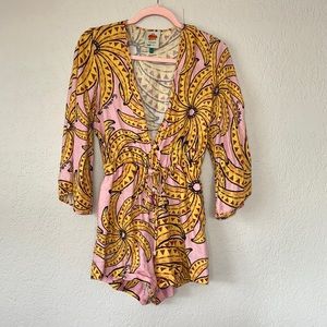 Farm Rio pink banana pita romper size S